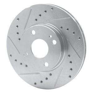 Mazda Miata Brake Rotor (1) - Front Left - R1 Concepts - Drilled & Slotted - Silver - `94-`02